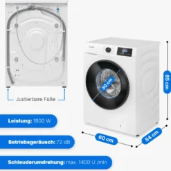 Bomann® Waschmaschine 8kg Mit Max. 1400 U/min - Effizienter, Leiser Und Langlebiger Invertermotor, 15 Waschprogrammen, Und Endzweitvorwahl, Washing Machine Mit Dampffunktion - WA 7185 -Kaufland Verkäufe 00e3a3bd7b623ac94f10bef58b301b3e