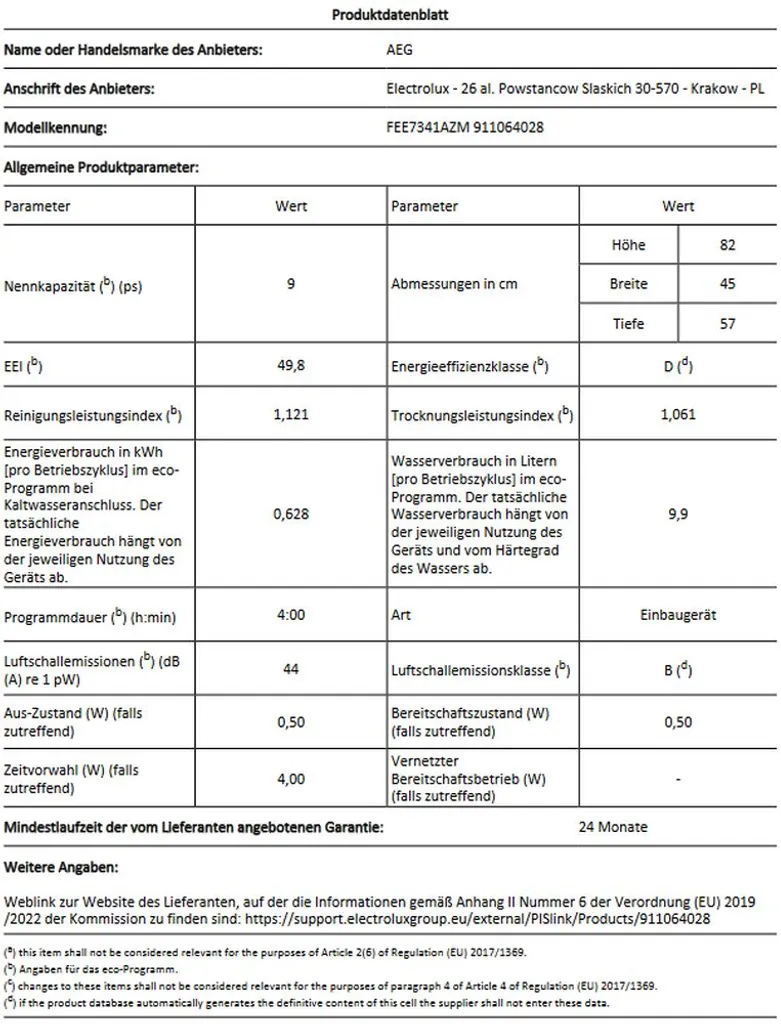 AEG FEE7341AZM Integrierter-Geschirrspüler / 45cm / AirDry - Perfekte Trocknungsergebnisse / D / Energiesparend / Besteckkorb / Beladungserkennung / Display / Startzeitvorwahl / Extra Leise 10 AEG FEE7341AZM Integrierter-Geschirrspüler / 45cm / AirDry - Perfekte Trocknungsergebnisse / D / Energiesparend / Besteckkorb / Beladungserkennung / Display / Startzeitvorwahl / Extra Leise – Bild 8