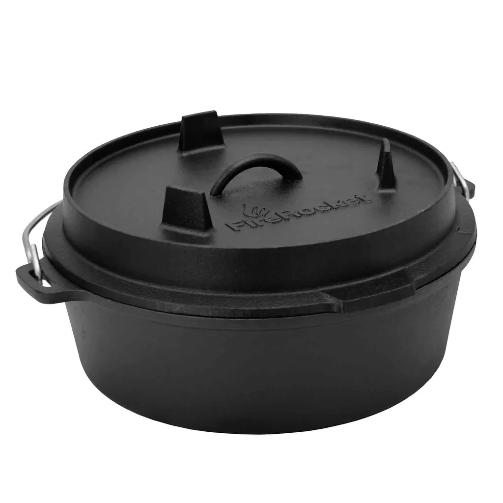 FireRocket Dutch Oven 6qt 5,5L Ohne Füße Premium Gusseisen Schmortopf Gusstopf Feuertopf Bräter Eingebrannt Niederländischer Kochtopf Verschiedene Größen 3 FireRocket Dutch Oven 6qt 5,5L Ohne Füße Premium Gusseisen Schmortopf Gusstopf Feuertopf Bräter Eingebrannt Niederländischer Kochtopf Verschiedene Größen
