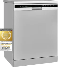 Exquisit Geschirrspüler GSP6312-030D Silber | Auto-Door-Open | 12 Maßgedecke | 6 Programme | LED-Anzeige | Startzeitvorwahl | Tassenablage | Höhenverstellbarer Oberkorb | Wasserenthärter
