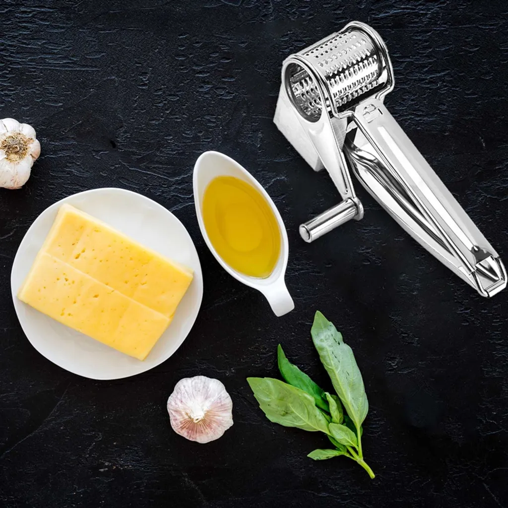 Trommelreibe Edelstahl Gemüse Käseschneider Manuelle Dreh Käsereiben Mit 3 Ersatzköpfen Kurbel 20*11*8.8cm 6 Trommelreibe Edelstahl Gemüse Käseschneider Manuelle Dreh Käsereiben Mit 3 Ersatzköpfen Kurbel 20*11*8.8cm – Bild 4