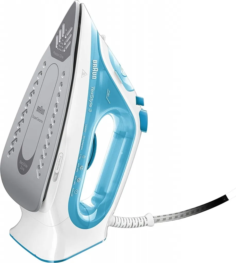 Braun SI 3053 BL TexStyle 3 Dampfbügeleisen Weiß/blau 7 Braun SI 3053 BL TexStyle 3 Dampfbügeleisen Weiß/blau – Bild 5