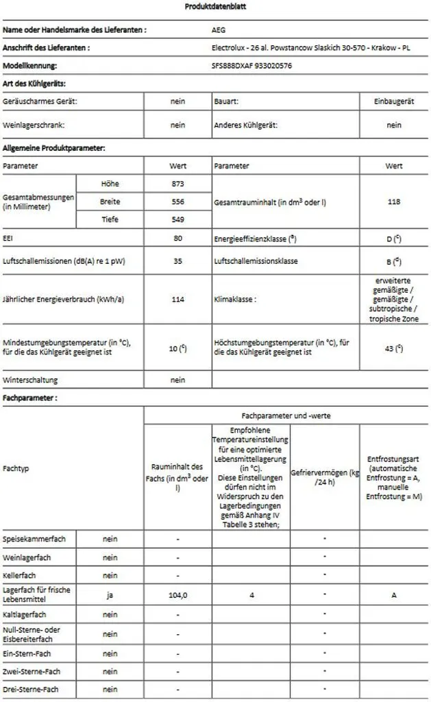 AEG SFS888DXAF Einbaukühlschrank Mit Gefrierfach 118 L FrischeZone Display 7 AEG SFS888DXAF Einbaukühlschrank Mit Gefrierfach 118 L FrischeZone Display – Bild 5