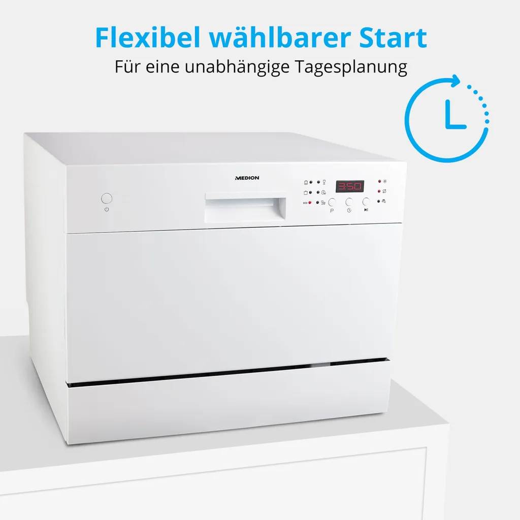 MEDION Tischgeschirrspüler (6 Gedecke Fassungsvermögen, 6 Reinigungsprogramme, ECO Programm, LED Anzeige, 51 DB, MD37210) 9 MEDION Tischgeschirrspüler (6 Gedecke Fassungsvermögen, 6 Reinigungsprogramme, ECO Programm, LED Anzeige, 51 DB, MD37210) – Bild 7