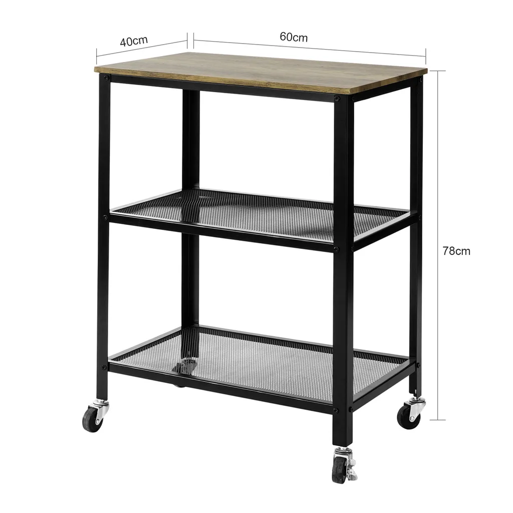 SoBuy SVW04-N Servierwagen Mit 3 Ablagen Beistellwagen Rollwagen Küchenwagen Küchenregal Industrie-Design BHT Ca.: 60x78x40cm 7 SoBuy SVW04-N Servierwagen Mit 3 Ablagen Beistellwagen Rollwagen Küchenwagen Küchenregal Industrie-Design BHT Ca.: 60x78x40cm – Bild 5