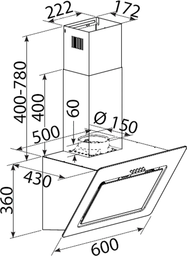 Bomann DU 771.1 G Kopffreie Vertikal-Dunstabzugshaube / 60 Cm/ LED Display/Touch Control/Umluft-oder Abluftbetrieb / 3 Leistungsstufen / 603 M³/h / Schwarz/Edelstahl 9 Bomann DU 771.1 G Kopffreie Vertikal-Dunstabzugshaube / 60 Cm/ LED Display/Touch Control/Umluft-oder Abluftbetrieb / 3 Leistungsstufen / 603 M³/h / Schwarz/Edelstahl – Bild 7