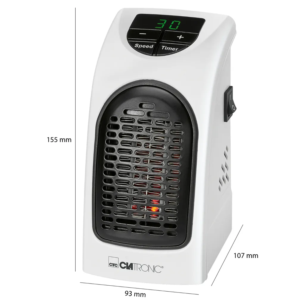 Clatronic HL 3738 Mobiler Steckdosen-Heizlüfter Mit 2 Gebläsestufen, Hochwertiges PTC-Heizelement, LED-Display-und Kontrollleuchte 5 Clatronic HL 3738 Mobiler Steckdosen-Heizlüfter Mit 2 Gebläsestufen, Hochwertiges PTC-Heizelement, LED-Display-und Kontrollleuchte – Bild 3
