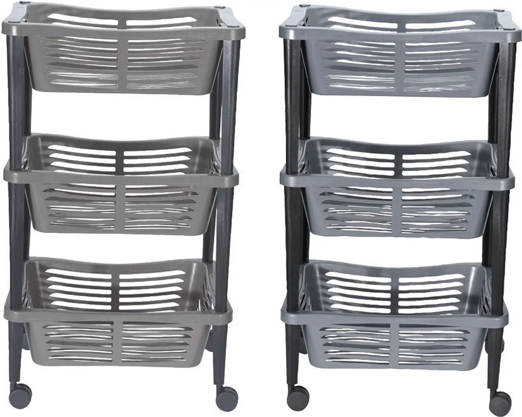 Küchenwagen Auf Rollen Mit 3 Körben - 69 X 40 Cm - Rollwagen Für Küche Und Bad Küchenregal Nischenwagen 4 Küchenwagen Auf Rollen Mit 3 Körben - 69 X 40 Cm - Rollwagen Für Küche Und Bad Küchenregal Nischenwagen – Bild 2