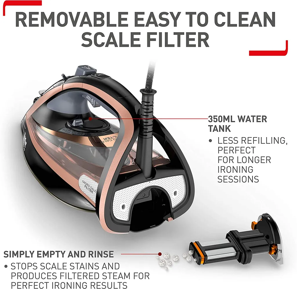 Tefal Ultimate Pure FV9845 Dampfbgeleisen (Dampfbgeleisen, Durilium Autoclean Soleplate, 3 M, 260 G/min, Schwarz, Kupfer, 60 G/min) 9 Tefal Ultimate Pure FV9845 Dampfbgeleisen (Dampfbgeleisen, Durilium Autoclean Soleplate, 3 M, 260 G/min, Schwarz, Kupfer, 60 G/min) – Bild 7