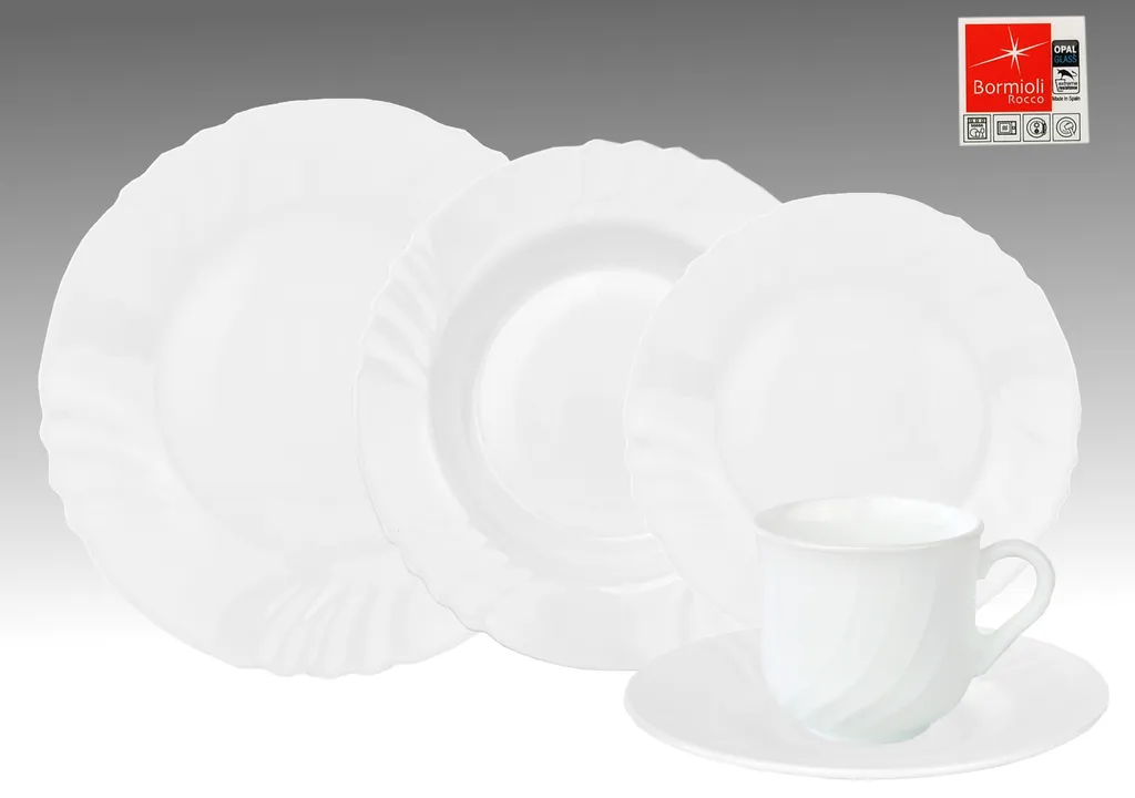 Van Well Kombiservice Ebro 30tlg. Rund Aus Hartglas Für 6 Personen Weiß Teller Tassen 3 Van Well Kombiservice Ebro 30tlg. Rund Aus Hartglas Für 6 Personen Weiß Teller Tassen