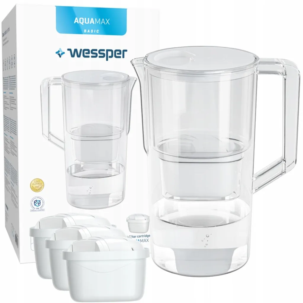 Wessper AquaMax Basic 2.5L Wasserfilterkrug Mit 4 Filtern Weiß 3 Wessper AquaMax Basic 2.5L Wasserfilterkrug Mit 4 Filtern Weiß