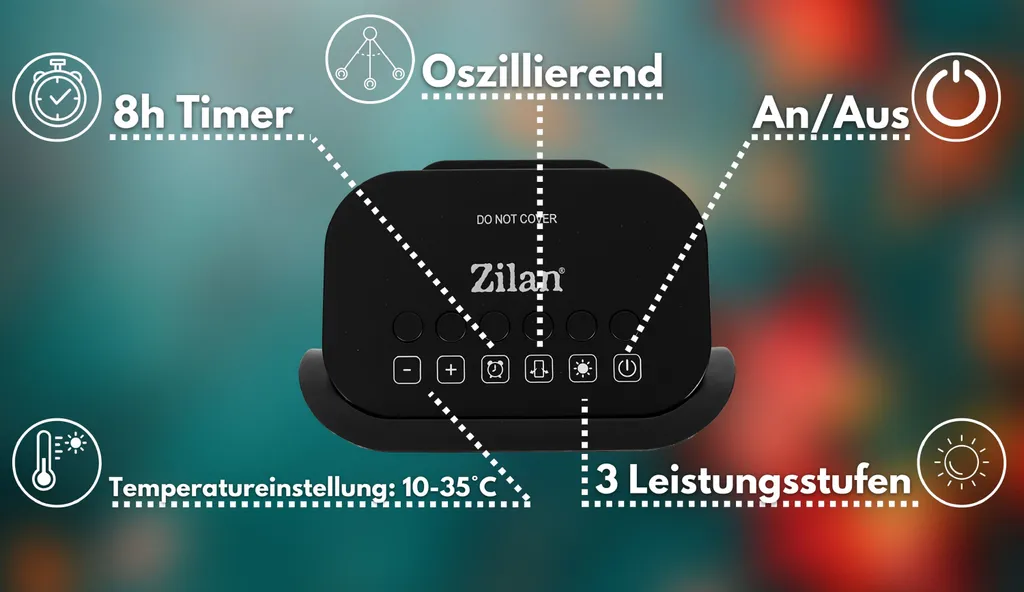 Zilan Keramik Heizlüfter | Heizstrahler | Oszillierend | 2 Leistungsstufen | 8h Timer | Fernbedienung | LED Display | Temperatureinstellung Von 10-35°C | 2000 Watt | 5 Zilan Keramik Heizlüfter | Heizstrahler | Oszillierend | 2 Leistungsstufen | 8h Timer | Fernbedienung | LED Display | Temperatureinstellung Von 10-35°C | 2000 Watt | – Bild 3
