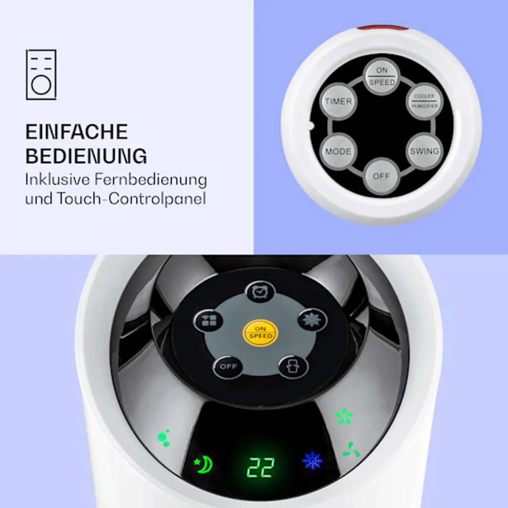 Klarstein Skyscaper Ice Smart Klimaanlage 4-in-1: Luftkühler, Ventilator, Luftbefeuchter & Ionisation - 6 L Wassertank - Oszillation - 30 W - 210 M³/h - Timer - Klimagerät Ohne Abluftschlauch - Mobiles Klimagerät 6 Klarstein Skyscaper Ice Smart Klimaanlage 4-in-1: Luftkühler, Ventilator, Luftbefeuchter & Ionisation - 6 L Wassertank - Oszillation - 30 W - 210 M³/h - Timer - Klimagerät Ohne Abluftschlauch - Mobiles Klimagerät – Bild 4