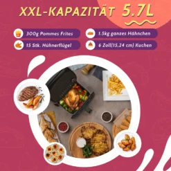 KYVOL Heißluftfritteuse XXL, 5,7L Heißluft-Fritteuse Mit Digitalem LED-Touchscreen, Fritteusen Airfryer Mit Sichtfenster 8 Kochprogrammen, Rezepte Auf Deutsch, Antihaft-Frittierkörben, Ohne Fett, 1350W -Kaufland Verkäufe 0aa4b99867a5296ee439dcef908e6902
