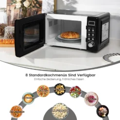 COSTWAY Mikrowelle 20L, 700 W Mikrowellenofen, Mit 8 Automatischen Programme, 5 Leistungsstufen, LED-Anzeige, Verzögerter Start, Retro, Schwarz -Kaufland Verkäufe 0c2f8ca8f5056b56712cd5ba65f1eb09