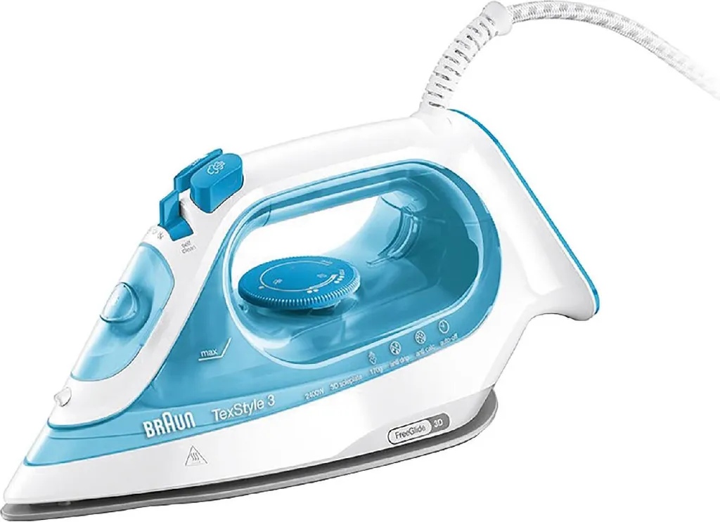 Braun SI 3053 BL TexStyle 3 Dampfbügeleisen Weiß/blau 8 Braun SI 3053 BL TexStyle 3 Dampfbügeleisen Weiß/blau – Bild 6