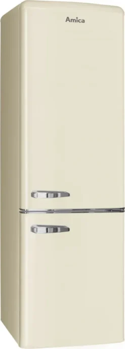 Amica KGCR 387 100 B, Kühl-/Gefrierkombination Im Retro Design, 181 Cm Höhe, Coffee Cream,