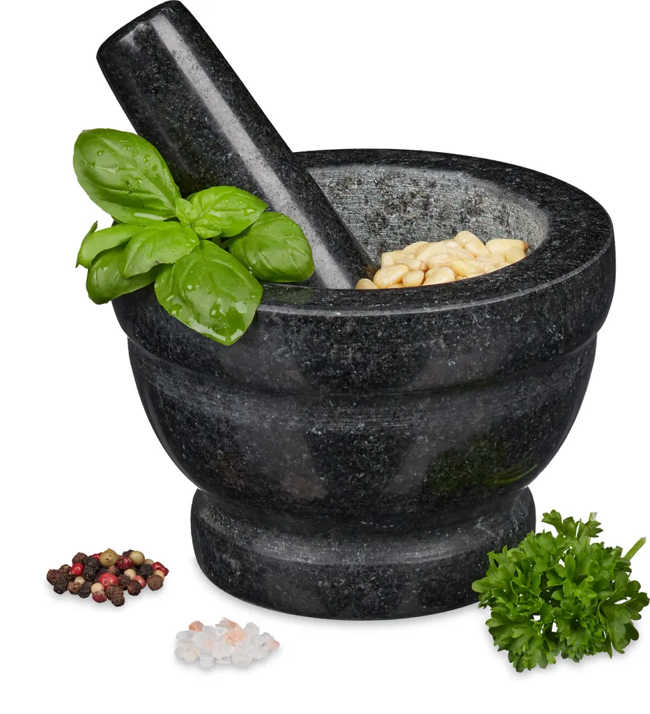 Relaxdays Granit Mörser Mit Stößel XL 3 Relaxdays Granit Mörser Mit Stößel XL