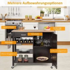 COSTWAY Küchenwagen Auf Rollen, Kücheninsel Mit Schublade, Weinregal, Offene Regale & Handtuchhalter, Platzsparender Servierwagen, Für Küche, Esszimmer, Bar, Braun 11 COSTWAY Küchenwagen Auf Rollen, Kücheninsel Mit Schublade, Weinregal, Offene Regale & Handtuchhalter, Platzsparender Servierwagen, Für Küche, Esszimmer, Bar, Braun -Kaufland Verkäufe 1030184f4c303e0df64f60262c06892a