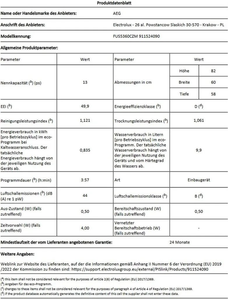 AEG - FUS5360CZM - Unterbau-Geschirrspüler - Edelstahl 6 AEG - FUS5360CZM - Unterbau-Geschirrspüler - Edelstahl – Bild 4