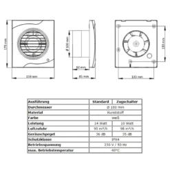 Badlüfter Lüfter Wandlüfter Ventilator WC Bad Leise Ø 100 Mm Zugschalter -Kaufland Verkäufe 13599cefe59fdf85f2966f74f708896e