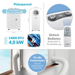Blaupunkt Klimagerät ARRIFANA 1414L, Mobile Klimaanlage Für Zuhause, Büro Oder Wohnwagen, Wohnmobil [Energieklasse A/A+]. 14000 BTU (4 KW) -Kaufland Verkäufe 154d9b656941d1c16b59c5d38a3fc356