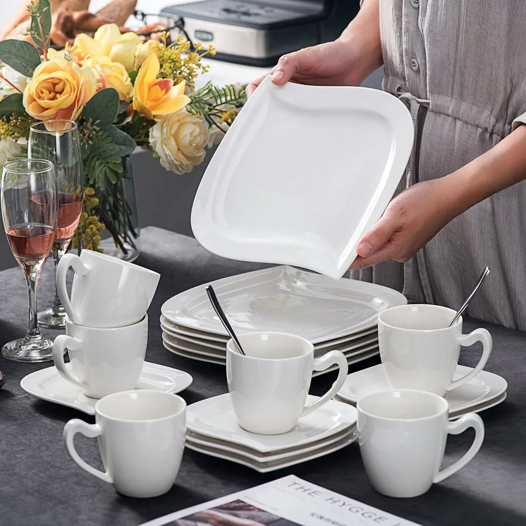 MALACASA, Serie Elvira, 36 Teilig Cremeweiß Porzellan Geschirrset Tafelservice Kaffeeservice Mit Tassen, Untertassen, Dessertteller Für 12 Person 9 MALACASA, Serie Elvira, 36 Teilig Cremeweiß Porzellan Geschirrset Tafelservice Kaffeeservice Mit Tassen, Untertassen, Dessertteller Für 12 Person – Bild 7