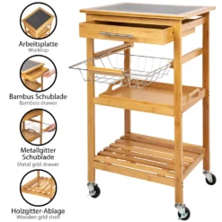 ONVAYA Küchenwagen Kyoto Auf Rollen, Küchenrollwagen Aus Bambus Mit Arbeitsplatte Schwarz Aus Stein, Praktischer Beistellwagen Für Die Küche Inkl. Schubladen -Kaufland Verkäufe 168b274176a00f2e14e8b46601d8e11b