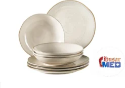Mäser 931371 Nottingham Vintage Tafel-Service Für 4 Personen Mit Speiseteller Und Suppenteller Im Retro-Look, Steinzeug, Beige, 8-teilig (1 Set) -Kaufland Verkäufe 16b895b459f6ee168096a42ea102e503