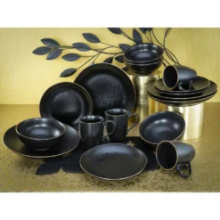 CreaTable 22699 Kombiservice Industrial Gold BLACK Für 4 Personen, Steinzeug, Schwarz (1 Set, 16-teilig) -Kaufland Verkäufe 180a2376cde974265ef5df55a9e390e2