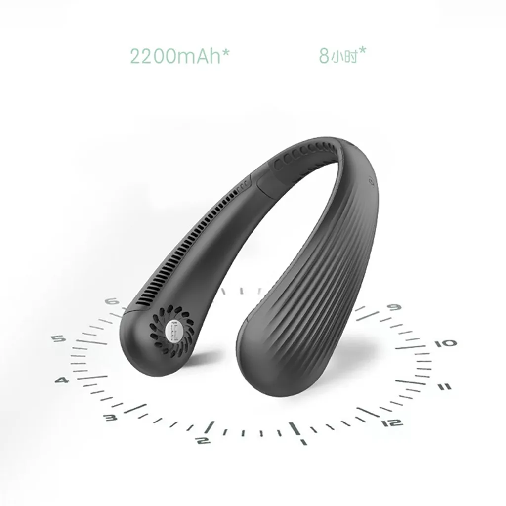 Nackenventilator Mini Ventilator USB Ventilator Nackenventilator 2000 MAh Fan 3 Stufen Halsventilator,Schwarz 6 Nackenventilator Mini Ventilator USB Ventilator Nackenventilator 2000 MAh Fan 3 Stufen Halsventilator,Schwarz – Bild 4