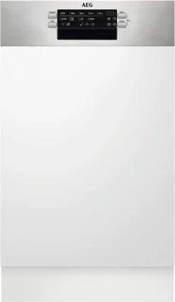 AEG FEE7341AZM Integrierter-Geschirrspüler / 45cm / AirDry - Perfekte Trocknungsergebnisse / D / Energiesparend / Besteckkorb / Beladungserkennung / Display / Startzeitvorwahl / Extra Leise