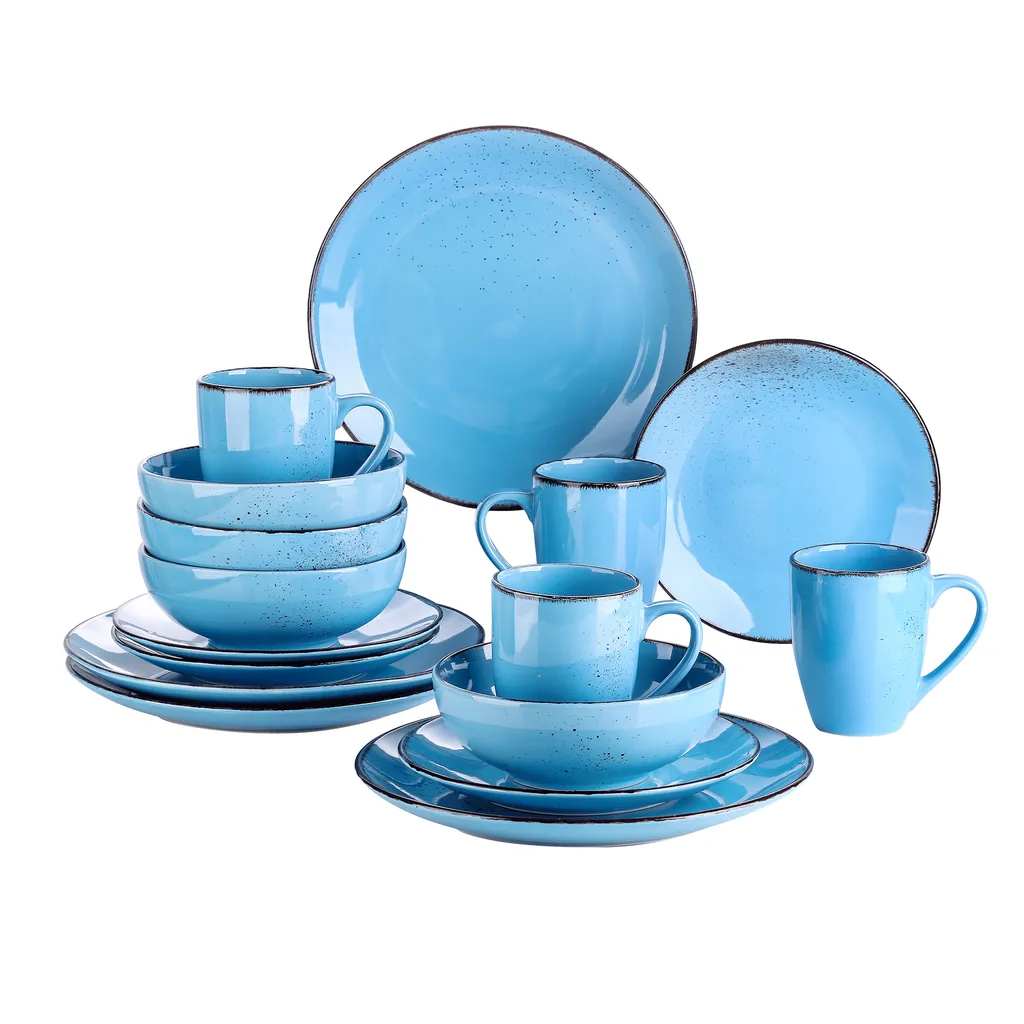 Vancasso Serie Navia Oceano, 16 Teilig Essservice Set Aus Steingut, Tafeiservice Für 4 Personen, Wasserblau, Vintage Aussehen, Natur Design 3 Vancasso Serie Navia Oceano, 16 Teilig Essservice Set Aus Steingut, Tafeiservice Für 4 Personen, Wasserblau, Vintage Aussehen, Natur Design