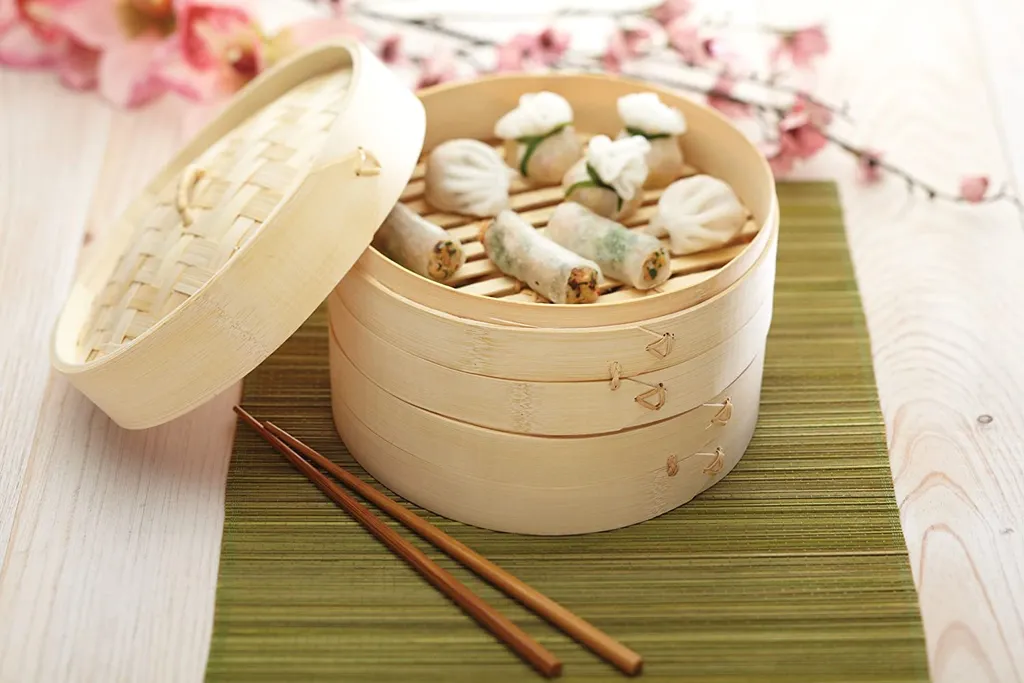 Pure Oriental Bambus-Dampfkorb Mit 2 Ebenen, Inkl. Deckel 5 Pure Oriental Bambus-Dampfkorb Mit 2 Ebenen, Inkl. Deckel – Bild 3