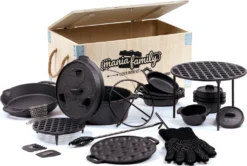 BBQ-Toro 19-teiliges Dutch Oven Set In Holzkiste | Mit Dutch Oven Feuertopf Und Mehr | Preseasoned