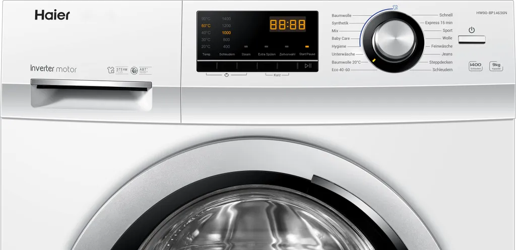 Haier HW90-BP14636N Waschmaschine Frontlader Bürstenloser Inverter Motor 4 Haier HW90-BP14636N Waschmaschine Frontlader Bürstenloser Inverter Motor – Bild 2