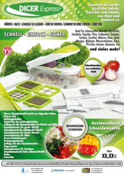 Dicer Express - Multifunktionales Gemüse- Und Obstschneider, 15 Teiliges Set Mit Fingerschutz, Alles-Schneider- Original Aus Der TV Werbung 21 Dicer Express - Multifunktionales Gemüse- Und Obstschneider, 15 Teiliges Set Mit Fingerschutz, Alles-Schneider- Original Aus Der TV Werbung -Kaufland Verkäufe 1ad74a94211b20fa898a89089d1a7882