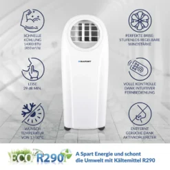 Blaupunkt Klimagerät ARRIFANA 1414L, Mobile Klimaanlage Für Zuhause, Büro Oder Wohnwagen, Wohnmobil [Energieklasse A/A+]. 14000 BTU (4 KW) -Kaufland Verkäufe 1bb3fba6733afc8374bf97416a60d555