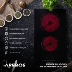 AREBOS Glaskeramikkochfeld, 3000 W, 2 Kochfelder, 30cm, Autark, Mit Sensor Touch -Kaufland Verkäufe 1d0740bc1dd2e7966fbdd3470c84acea