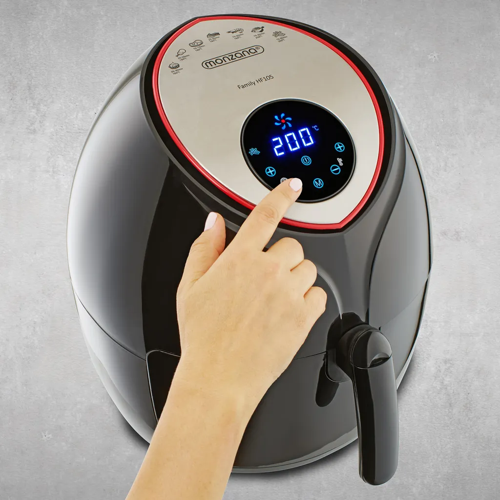 Monzana Heißluftfritteuse XXL Digitales Touch-Display 6,5L LED Mit Rezeptheft 1850W Küche Fritteuse Heißluftofen Schwarz 14 Monzana Heißluftfritteuse XXL Digitales Touch-Display 6,5L LED Mit Rezeptheft 1850W Küche Fritteuse Heißluftofen Schwarz – Bild 12