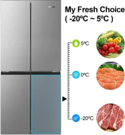 Hisense RQ563N4SI2 Kühl-Gefrierkombination Side-by-Side 454 L: 294 L Kühlteil + 160 L Gefrierteil - LED-Innenbeleuchtung - Total No Frost - Multi Air Flow - Super Cool -Kaufland Verkäufe 1e7894b2845ef1d6f3665bea8d8a6da3