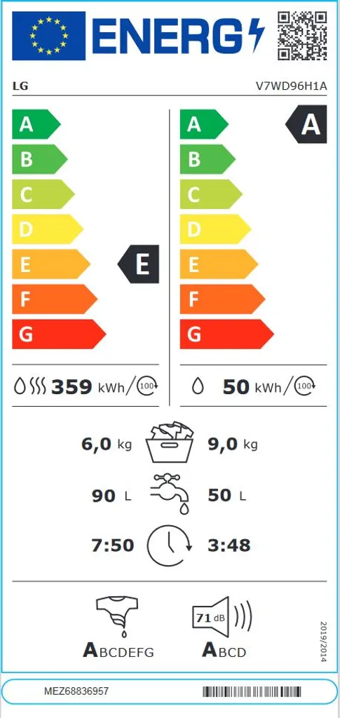 LG Waschtrockner V7 WD 96H1, 9 Kg Waschen / 6 Kg Trocknen, 1400 U/min, A 13 LG Waschtrockner V7 WD 96H1, 9 Kg Waschen / 6 Kg Trocknen, 1400 U/min, A – Bild 11