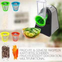 Zilan Elektrische Reibe | Elektrischer Gemüsehobel | Spiralschneider | Gemüseschneider | 200 Watt | 4 Aufsätze | -Kaufland Verkäufe 1ee2e6e3e877cb24d01f83ad6a562280