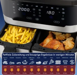 ProfiCook® Doppel-Heißluftfritteuse 9 Liter, XXL Heißluftfritteuse Doppelkammer, Frittieren Mit Heißer Luft Ohne Zusätzliches Öl, 9 Programme, Air Fryer, Touchscreen, PC-FR 1242 H, 2400W 21 ProfiCook® Doppel-Heißluftfritteuse 9 Liter, XXL Heißluftfritteuse Doppelkammer, Frittieren Mit Heißer Luft Ohne Zusätzliches Öl, 9 Programme, Air Fryer, Touchscreen, PC-FR 1242 H, 2400W -Kaufland Verkäufe 1f08c6d5e3fcf8a604887422182ec526