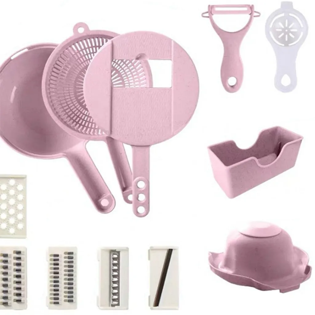 9 In 1 Multifunktionaler Gemüseschneider Gemüsereiben Allesschneider Obsthobel Reibe Zerkleinerer Zwiebelschneider Eierteiler,Rosa 8 9 In 1 Multifunktionaler Gemüseschneider Gemüsereiben Allesschneider Obsthobel Reibe Zerkleinerer Zwiebelschneider Eierteiler,Rosa – Bild 6