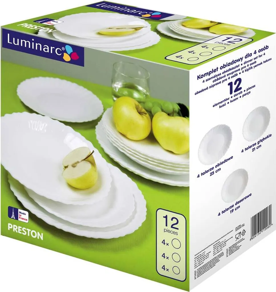 Tafelservice Geschirrset Luminarc 12-tlg. Essservice Teller Hartglas 4 Personen 9 Tafelservice Geschirrset Luminarc 12-tlg. Essservice Teller Hartglas 4 Personen – Bild 7