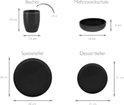 CreaTable 22978 Kombiservice Uno BLACK Für 4 Personen, Steinzeug, Schwarz (1 Set, 16-teilig) -Kaufland Verkäufe 209f99090b0c0f946e68af9b88ba885e