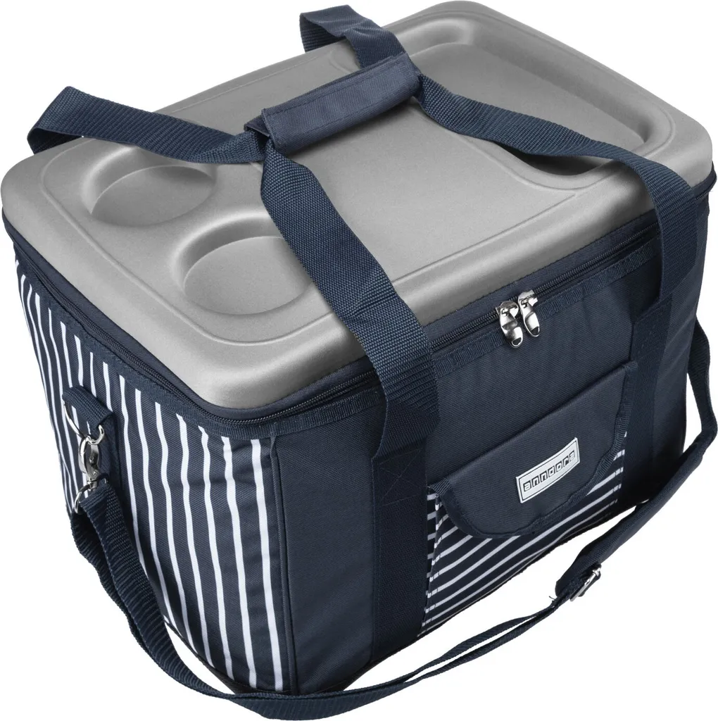 Anndora Kühltasche XL 40 Liter AHOI Mit Reissverschluss - Blau-weis-gestreift 5 Anndora Kühltasche XL 40 Liter AHOI Mit Reissverschluss - Blau-weis-gestreift – Bild 3