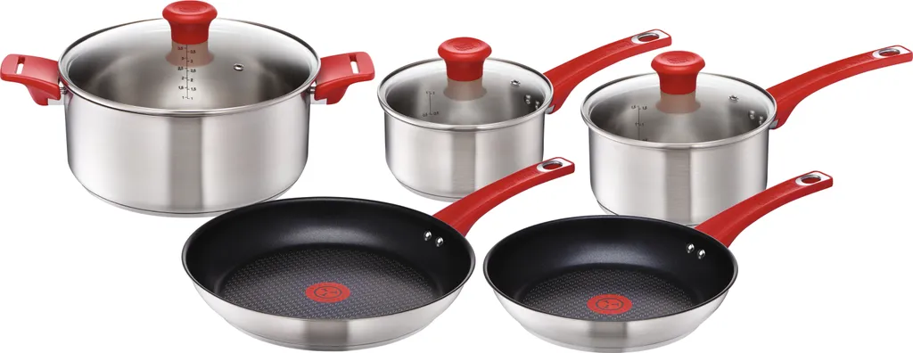 Tefal By Jamie Oliver Mainstream Set Edelstahl Red Collection H801S5 3 Tefal By Jamie Oliver Mainstream Set Edelstahl Red Collection H801S5