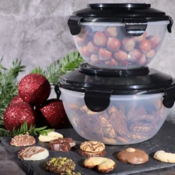 PLENTYFY Vorratsdosen 8 Teilig - Vorratsdosen Set Rund Mit Deckel Vorratsbehälter - Schwarz Luftdicht & Auslaufsicher Vorratsgläser Set Salatschüssel Mit Tragegriff -Kaufland Verkäufe 24160631d82c1d7505a4dd852933471f